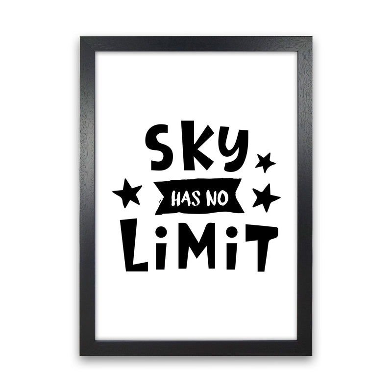 Sky Has No Limit Framed Nursey Wall Art Print Black Grain