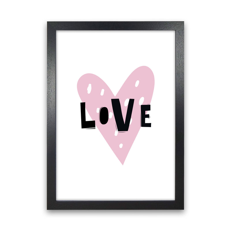Love Heart Scandi Framed Typography Wall Art Print Black Grain