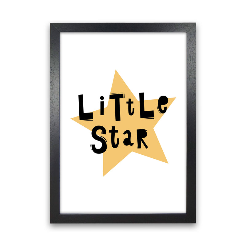 Little Star Scandi Framed Typography Wall Art Print Black Grain