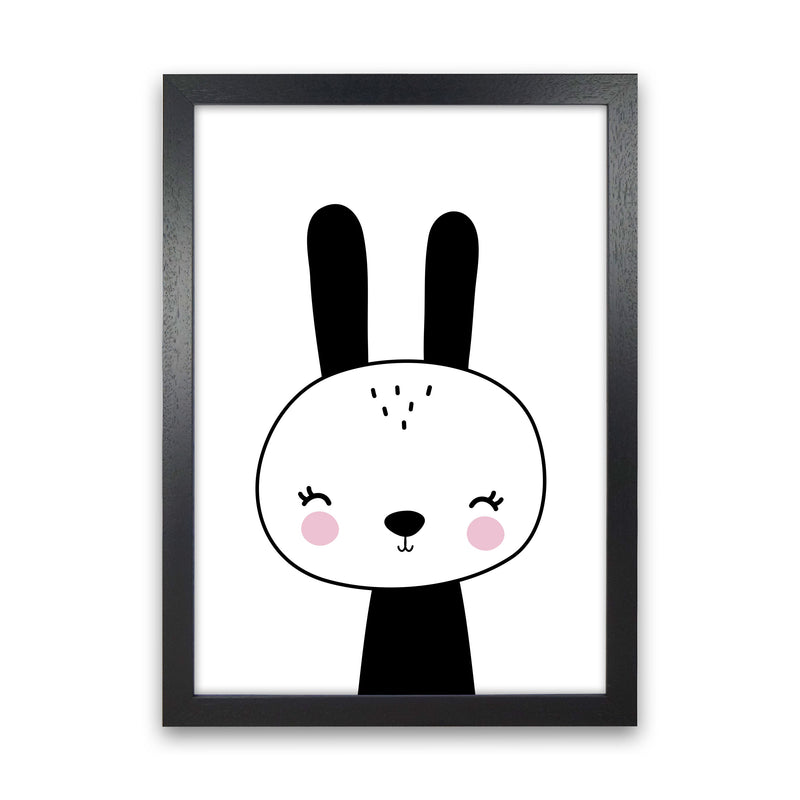 Black And White Scandi Bunny Modern Print Animal Art Print Black Grain
