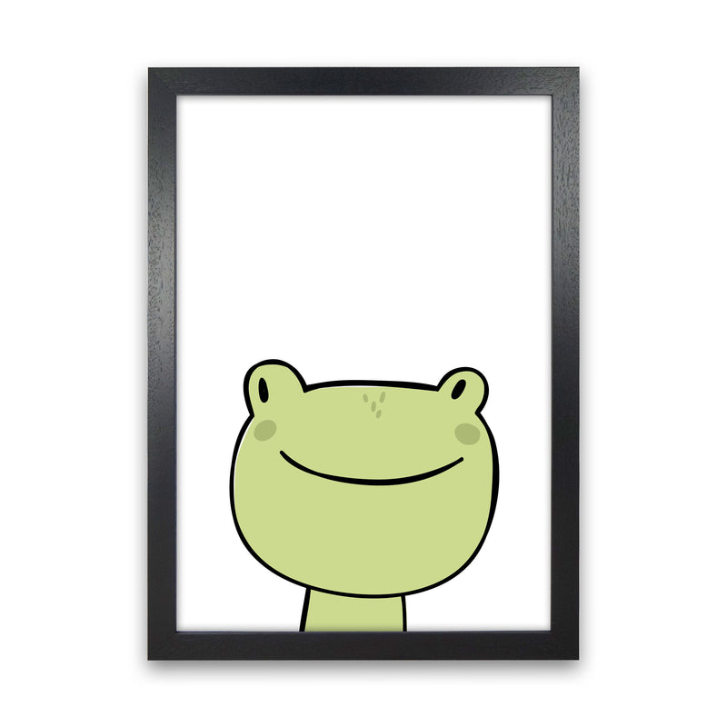 Scandi Frog Framed Nursey Wall Art Print Black Grain