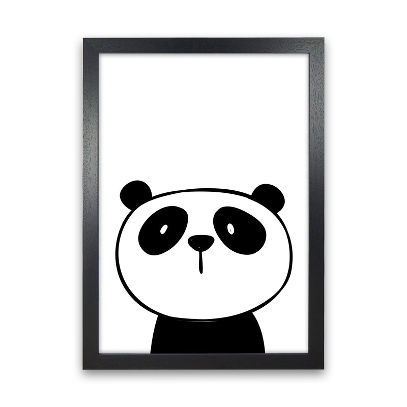 Scandi Panda Framed Nursey Wall Art Print Black Grain