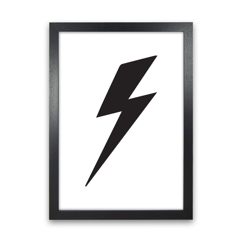 Lightning Bolt Framed Nursey Wall Art Print Black Grain