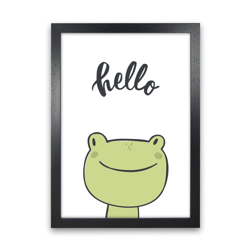 Hello Frog Modern Print Animal Art Print Black Grain