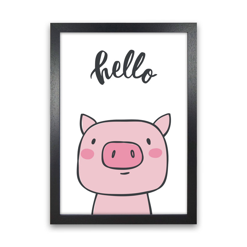 Hello Pig Modern Print Animal Art Print Black Grain