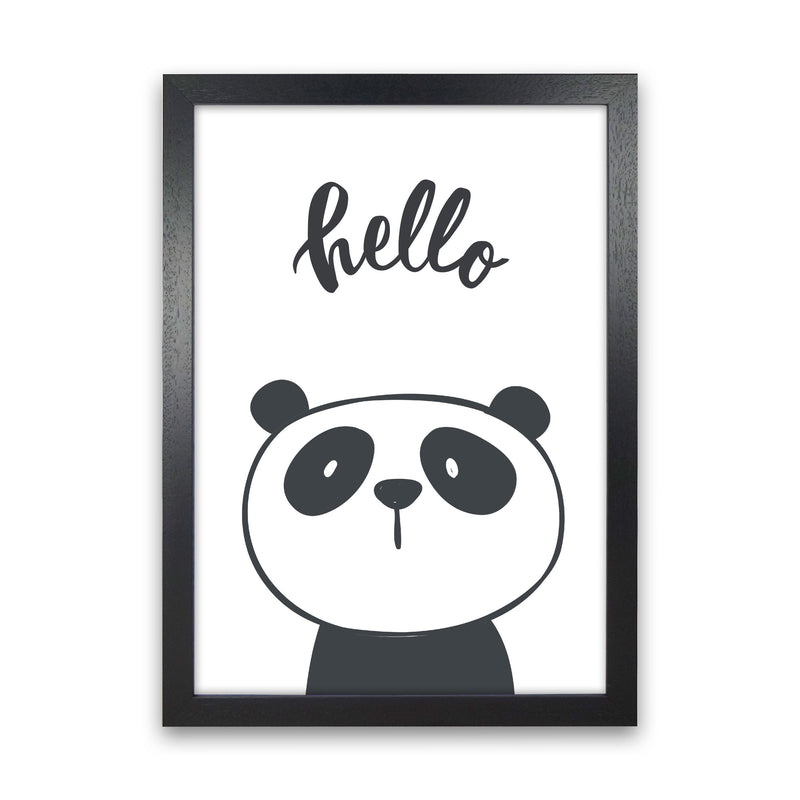 Hello Panda Modern Print Animal Art Print Black Grain