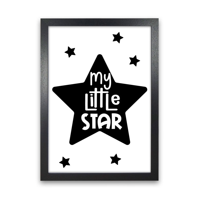 My Little Star Black Framed Nursey Wall Art Print Black Grain