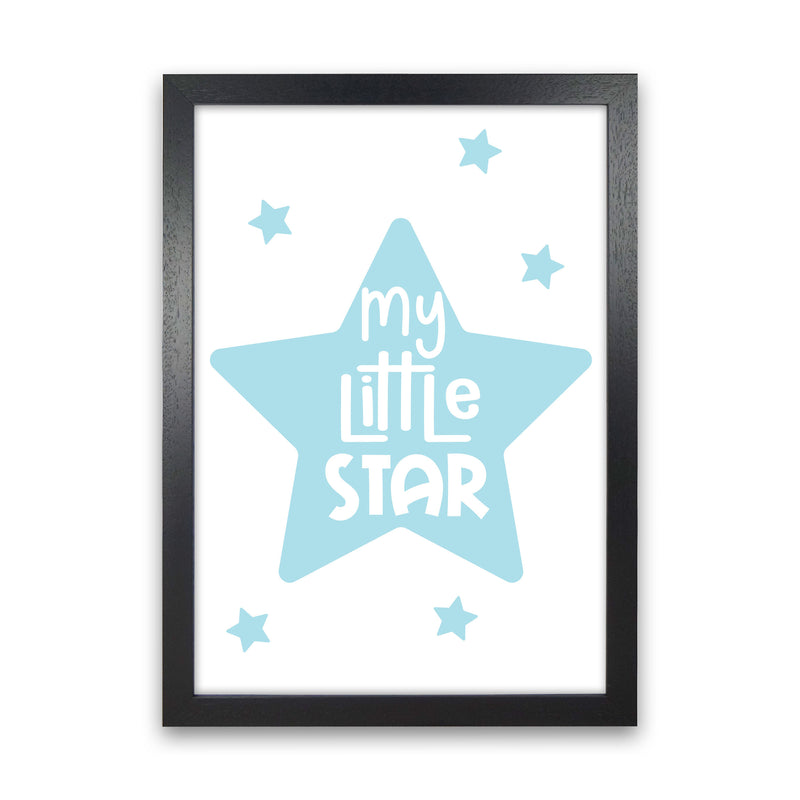 My Little Star Blue Framed Nursey Wall Art Print Black Grain