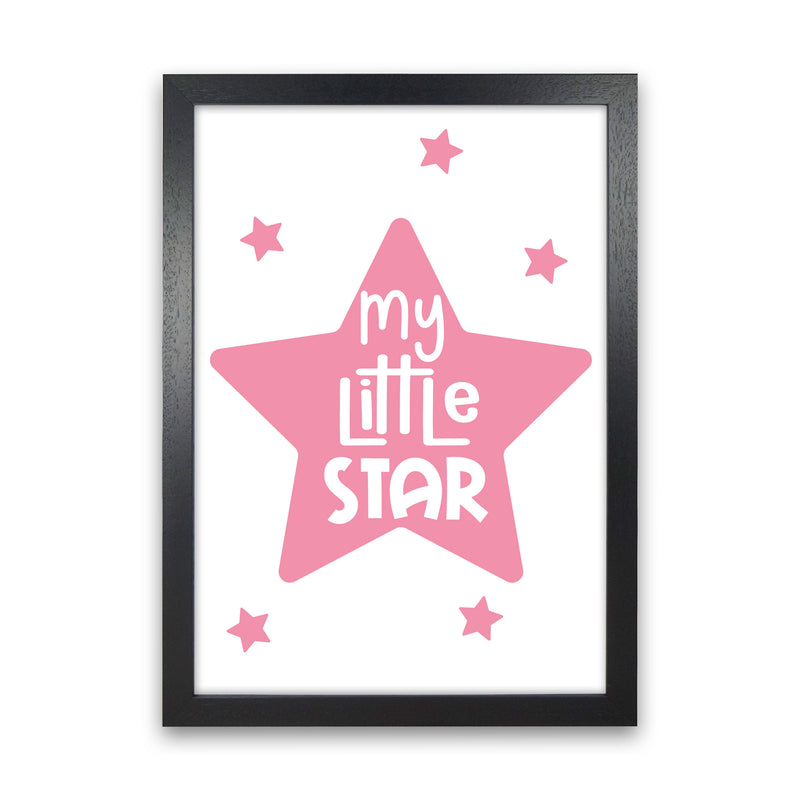 My Little Star Pink Framed Nursey Wall Art Print Black Grain