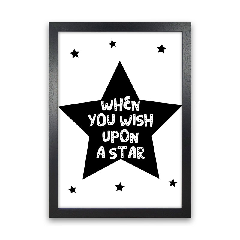 Wish Upon A Star Black Framed Nursey Wall Art Print Black Grain