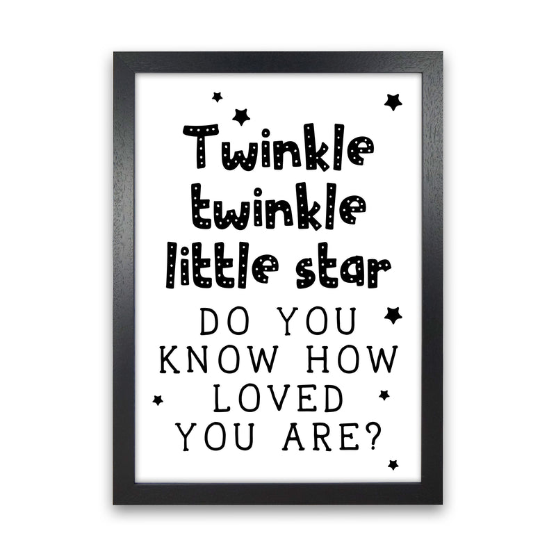 Twinkle Twinkle Little Star Black Framed Nursey Wall Art Print Black Grain