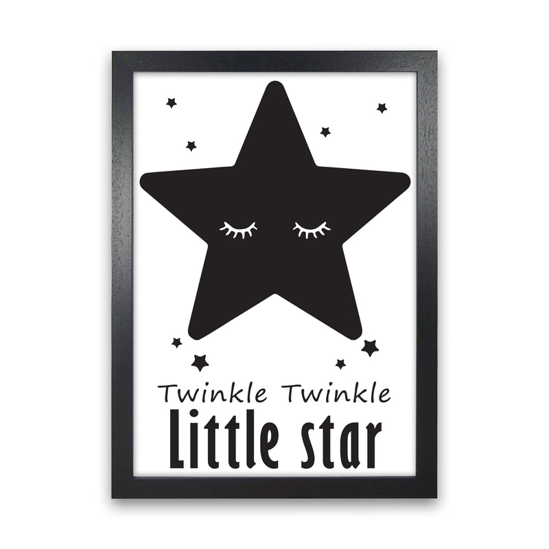 Twinkle Twinkle Little Star Framed Nursey Wall Art Print Black Grain