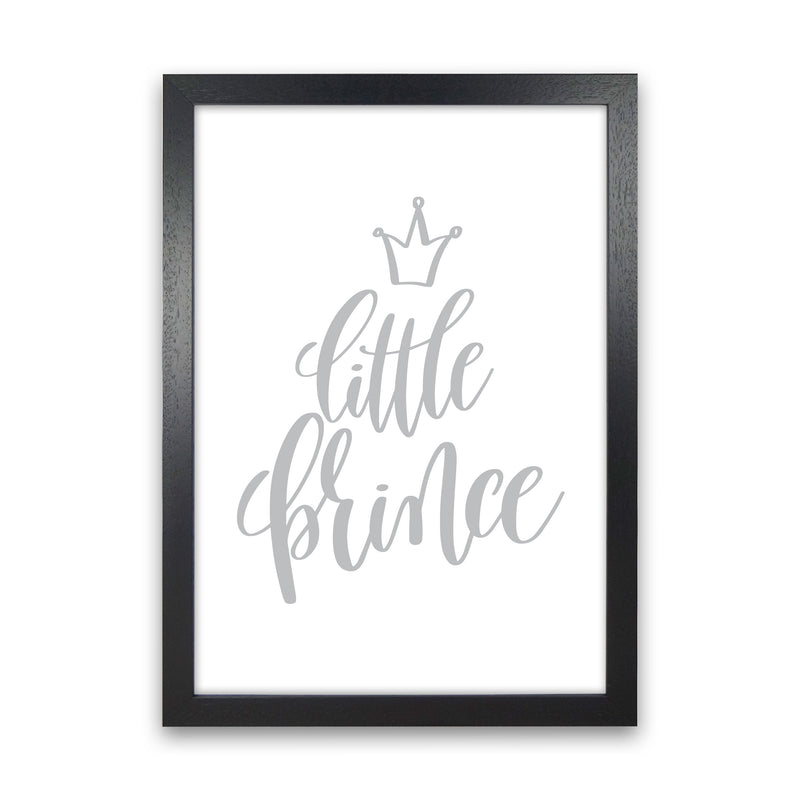 Little Prince Grey Framed Nursey Wall Art Print Black Grain