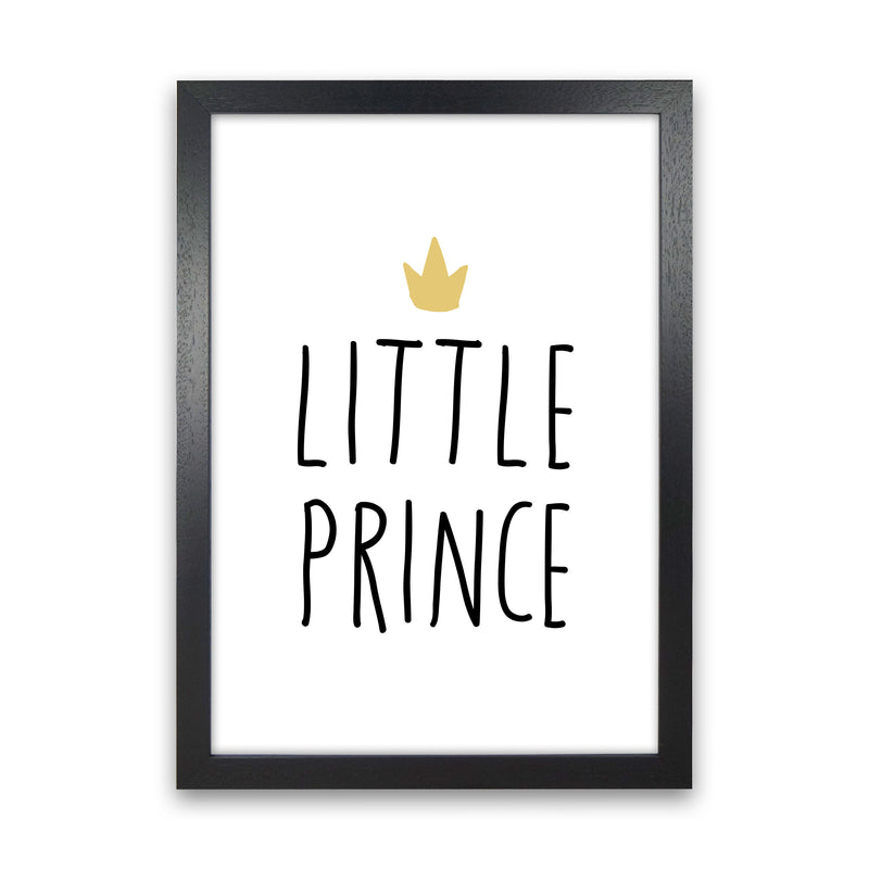 Little Prince Black And Gold Framed Nursey Wall Art Print Black Grain