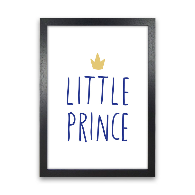 Little Prince Navy And Gold Framed Nursey Wall Art Print Black Grain