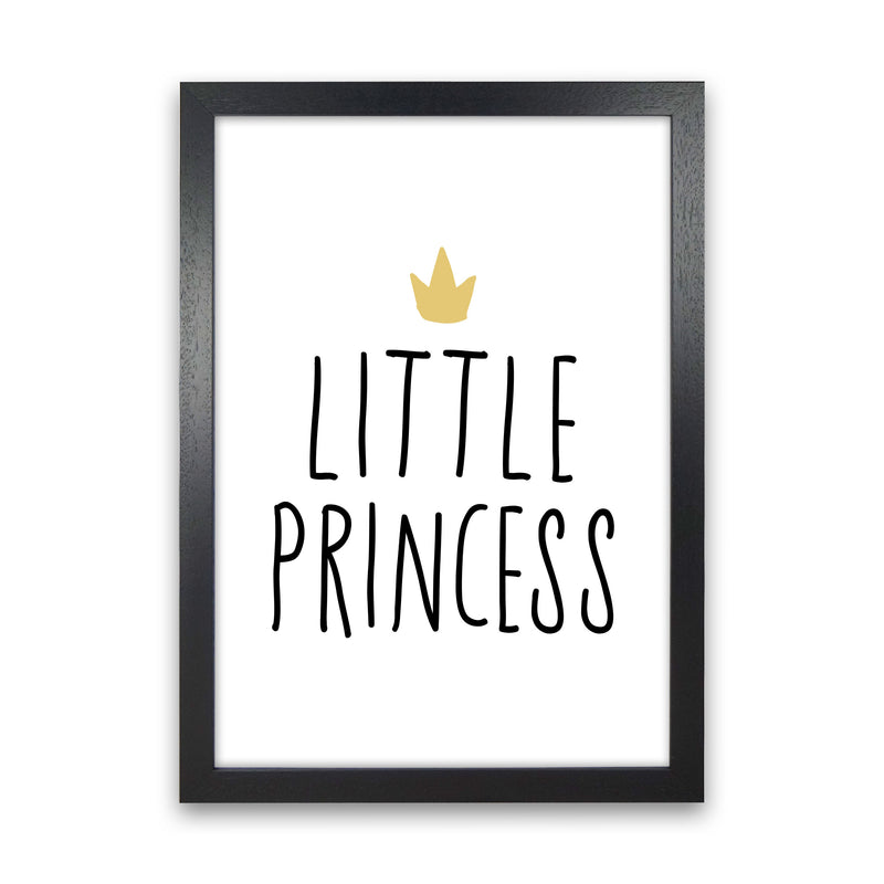 Little Princess Black And Gold Framed Nursey Wall Art Print Black Grain