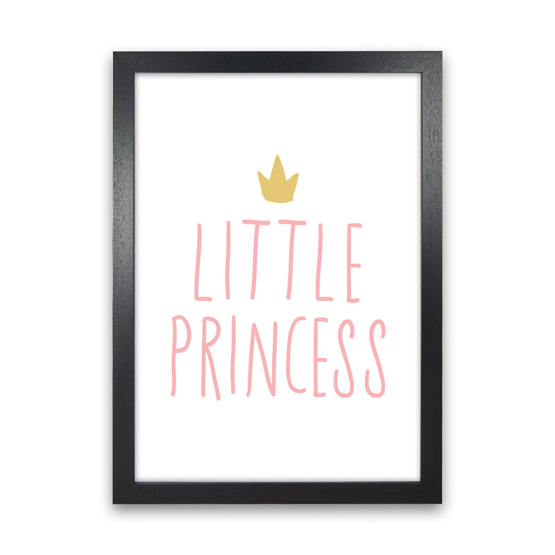 Little Princess Pink And Gold Framed Nursey Wall Art Print Black Grain