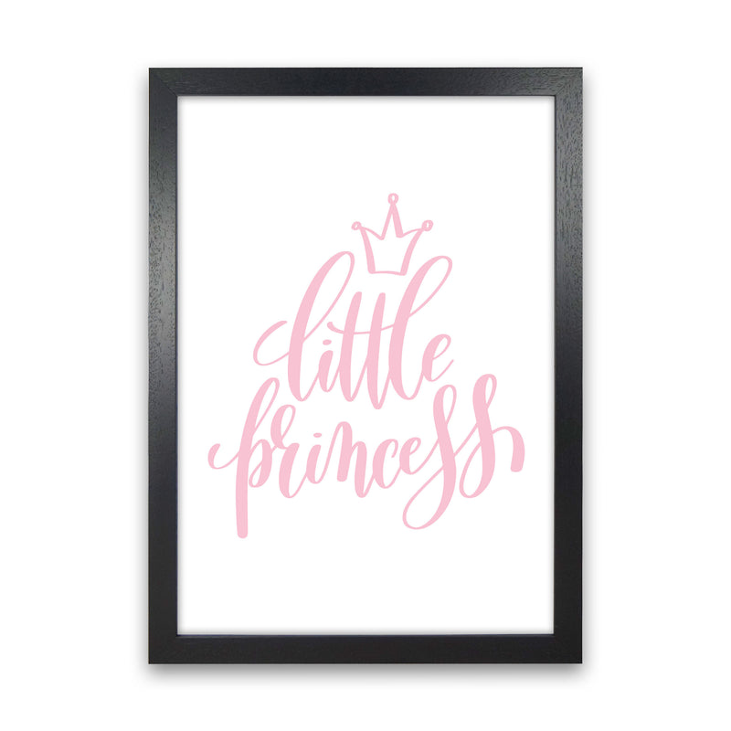 Little Princess Pink Framed Nursey Wall Art Print Black Grain