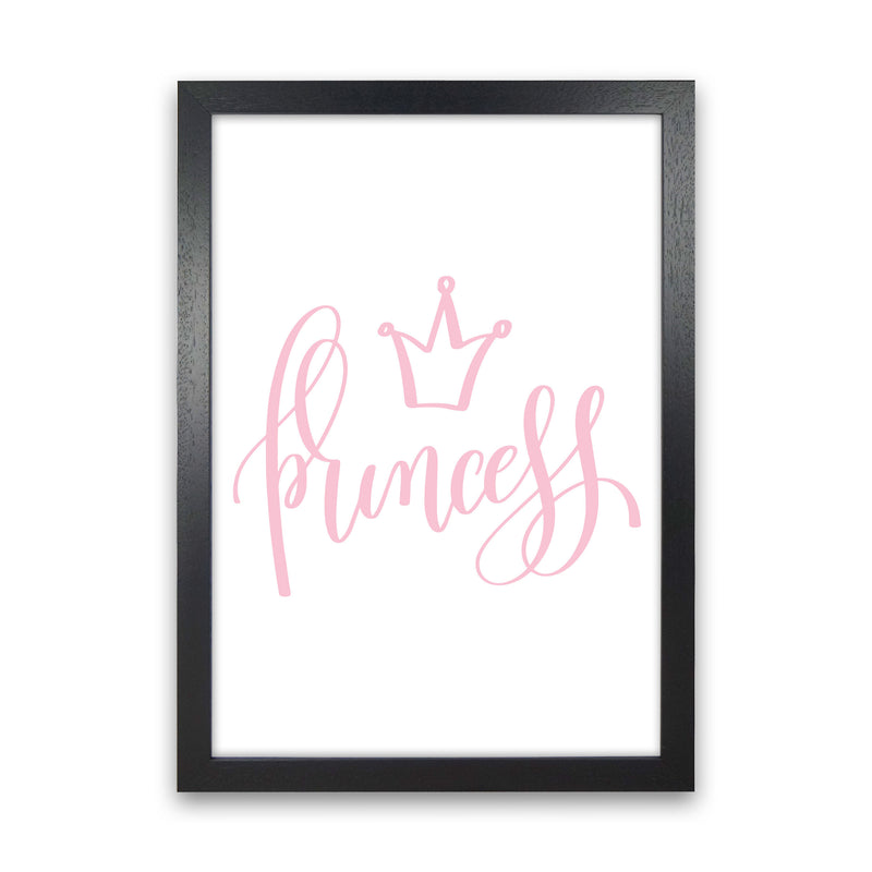 Princess Pink Framed Nursey Wall Art Print Black Grain