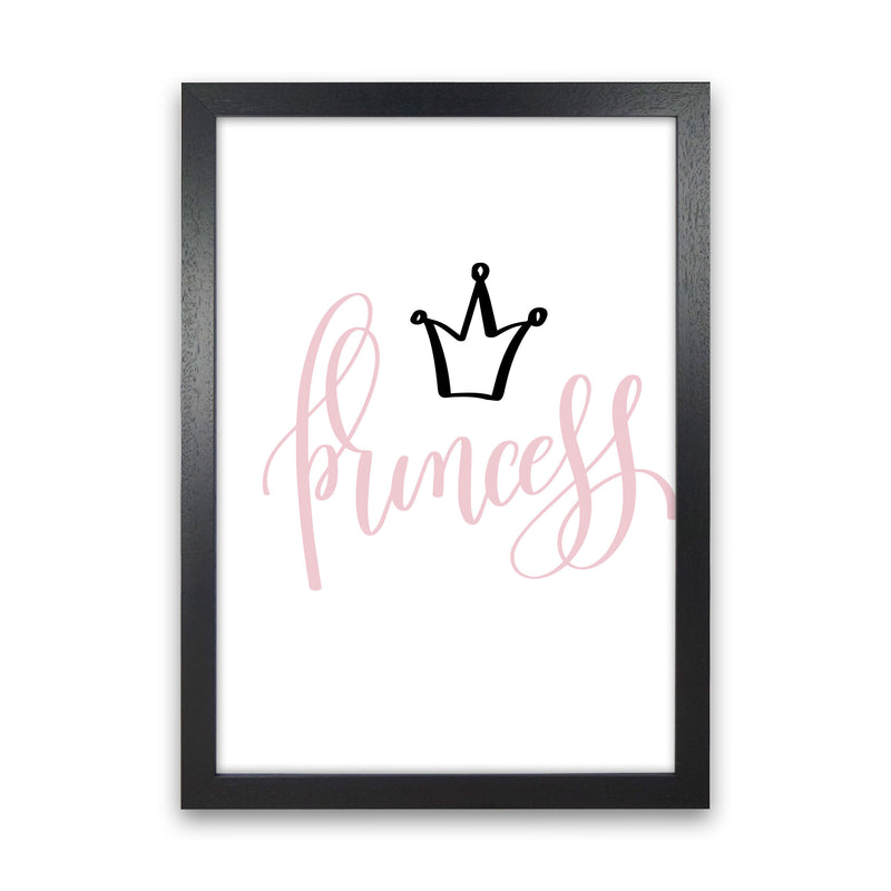 Princess Pink And Black Framed Nursey Wall Art Print Black Grain