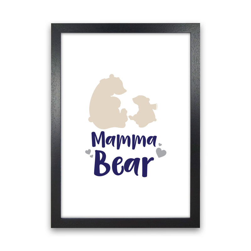 Mama Bear Framed Nursey Wall Art Print Black Grain