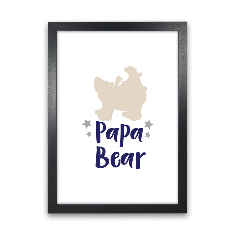 Papa Bear Framed Nursey Wall Art Print Black Grain