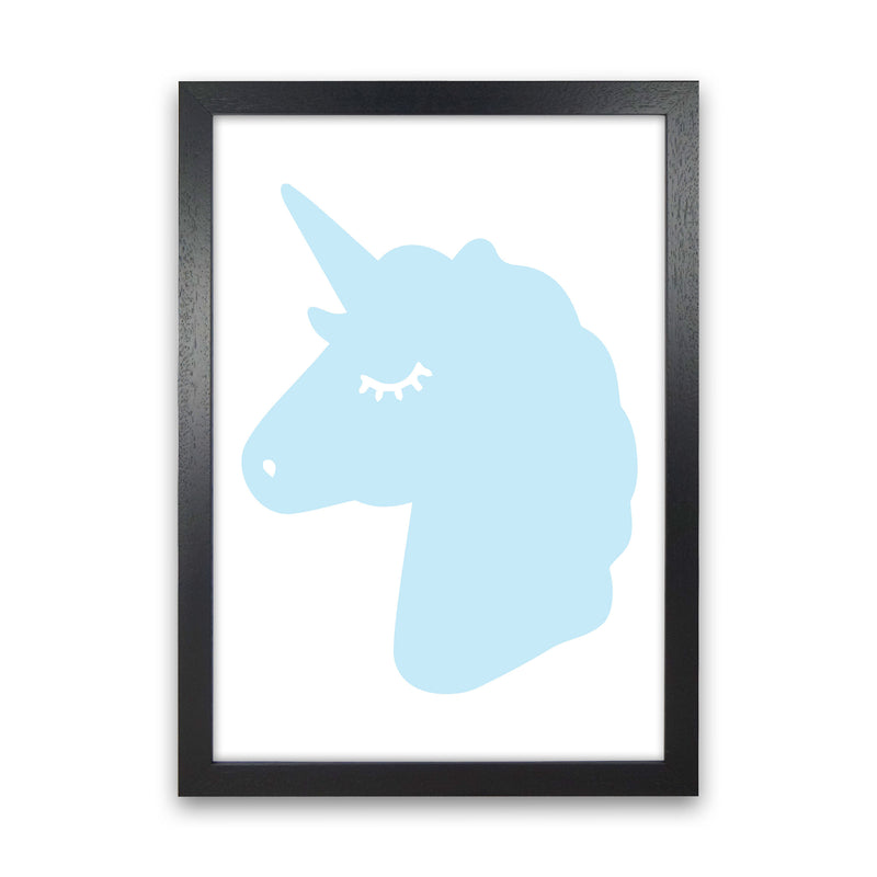 Blue Unicorn Head Modern Print Animal Art Print Black Grain