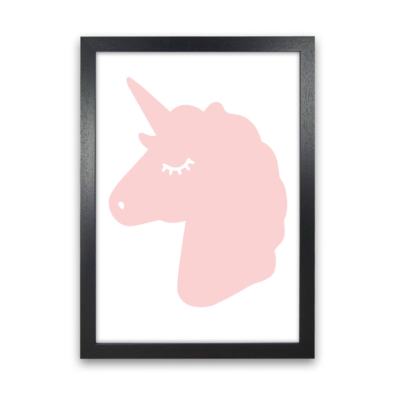 Pink Unicorn Head Modern Print Animal Art Print Black Grain