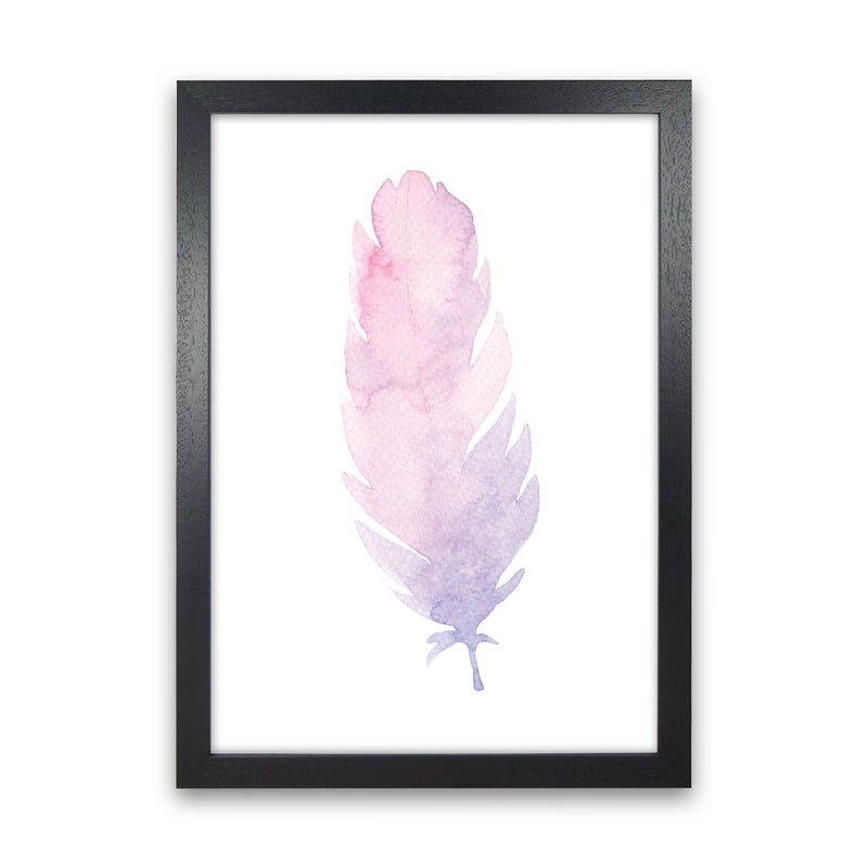 Pink Watercolour Feather Modern Print Black Grain