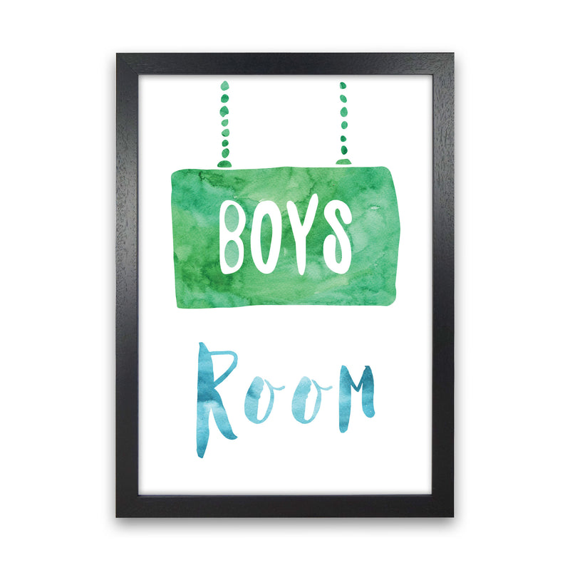 Boys Room Watercolour Framed Nursey Wall Art Print Black Grain