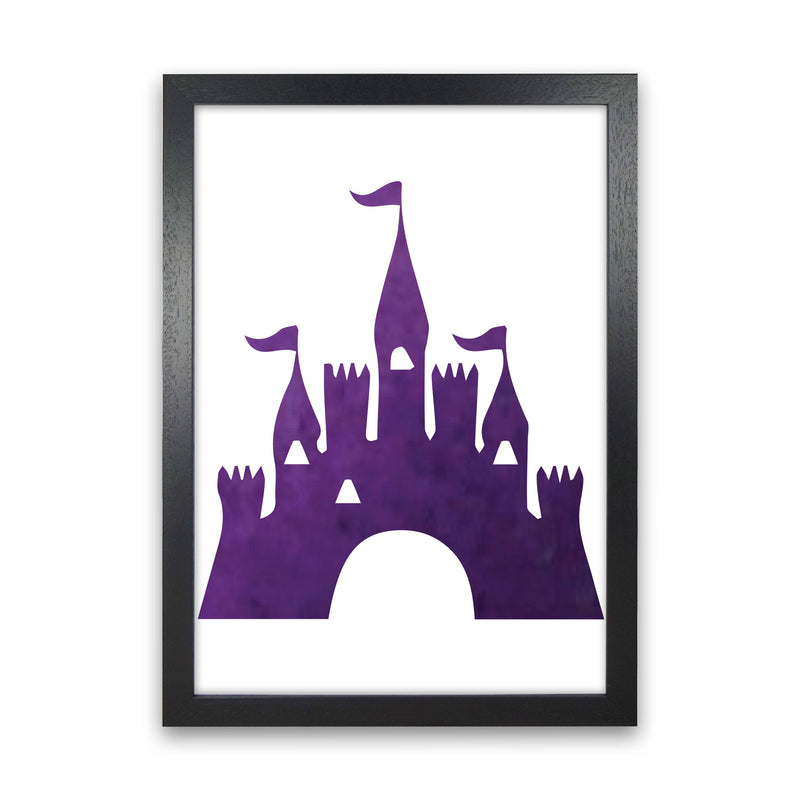 Purple Castle Watercolour Modern Print Black Grain