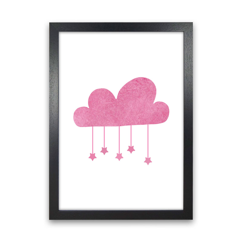 Pink Cloud Watercolour Modern Print Black Grain