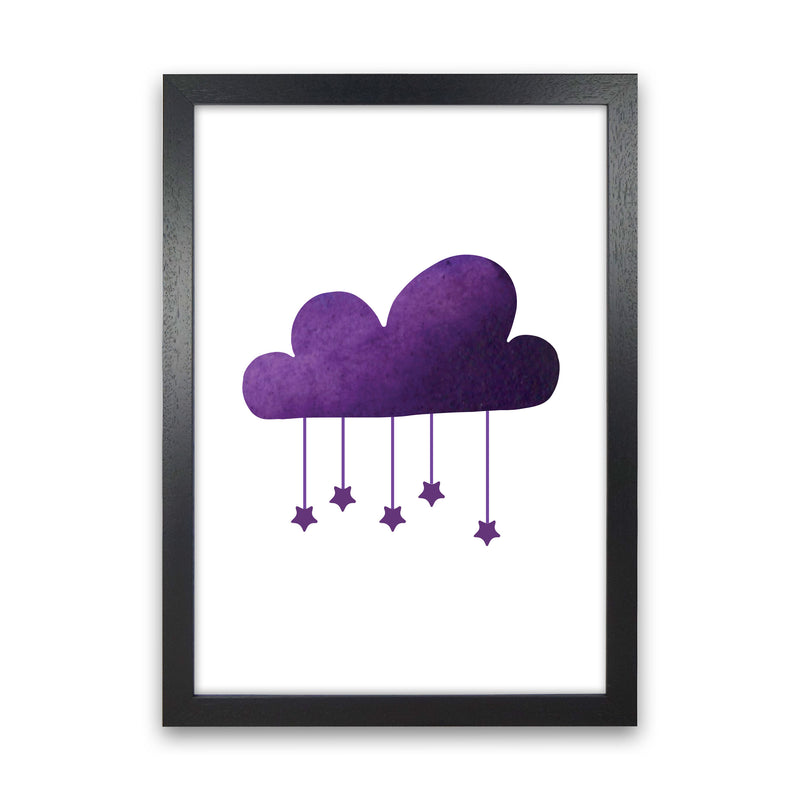 Purple Cloud Watercolour Modern Print Black Grain