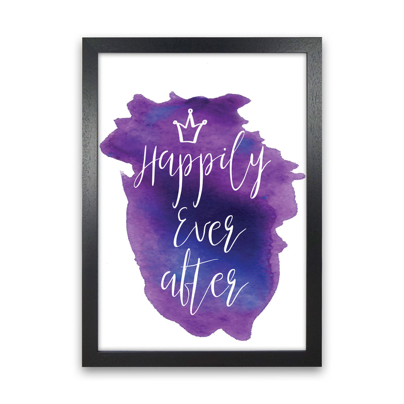Happily Ever After Purple Watercolour Modern Print Black Grain