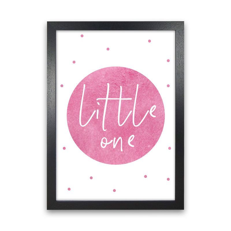 Little One Pink Watercolour Modern Print Black Grain