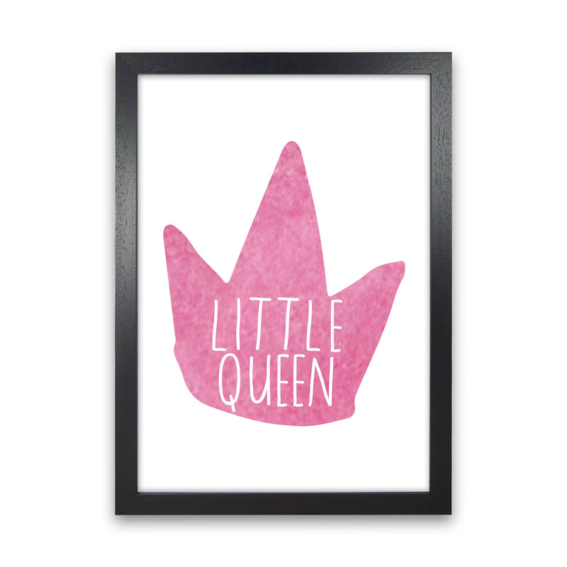Little Queen Pink Crown Watercolour Modern Print Black Grain