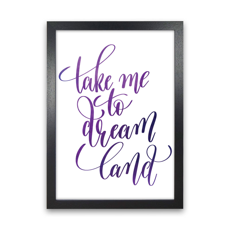 Take Me To Dreamland Purple Watercolour Modern Print Black Grain