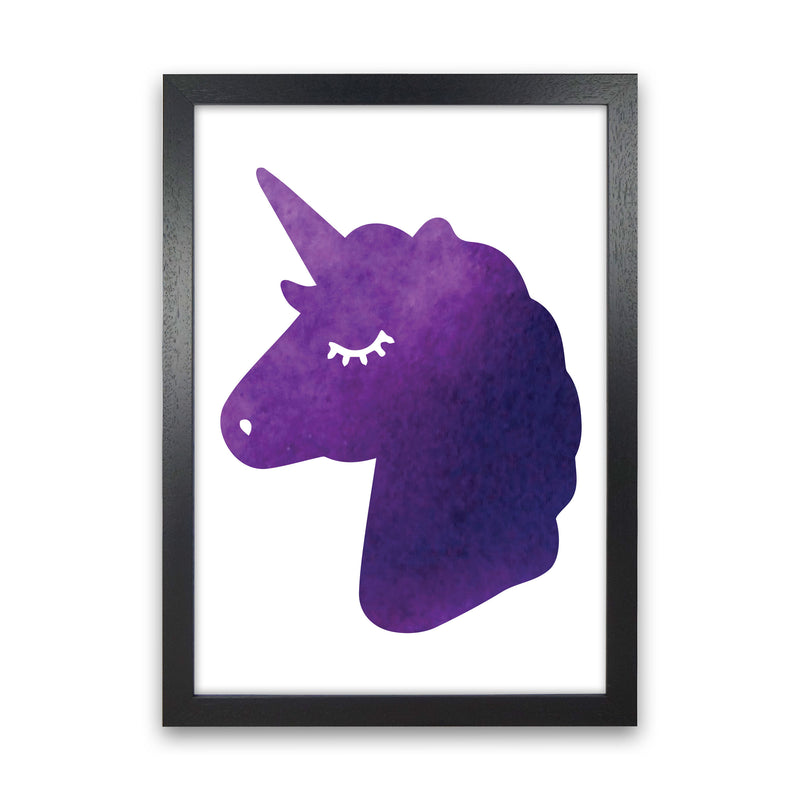 Unicorn Purple Silhouette Watercolour Modern Print Black Grain