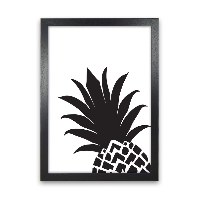 Black Pineapple 1 Modern Print, Framed Kitchen Wall Art Black Grain