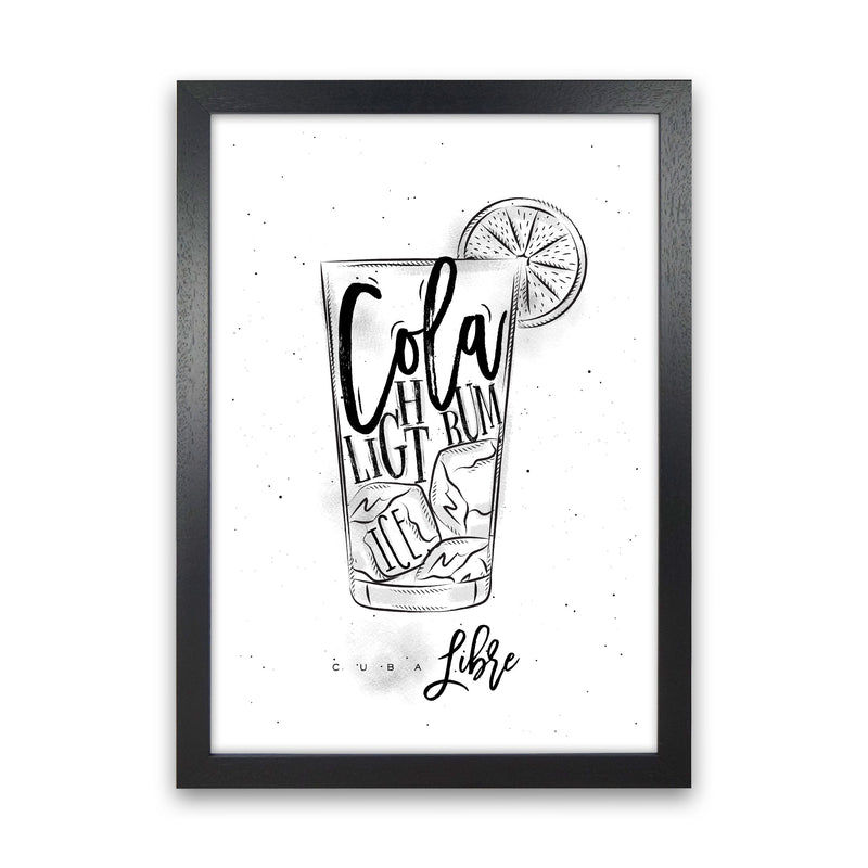 Cuba Libre Cocktail Modern Print, Framed Kitchen Wall Art Black Grain