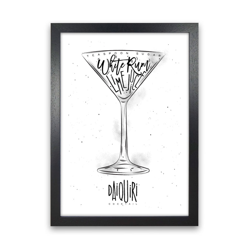 Daiquiri Cocktail Modern Print, Framed Kitchen Wall Art Black Grain