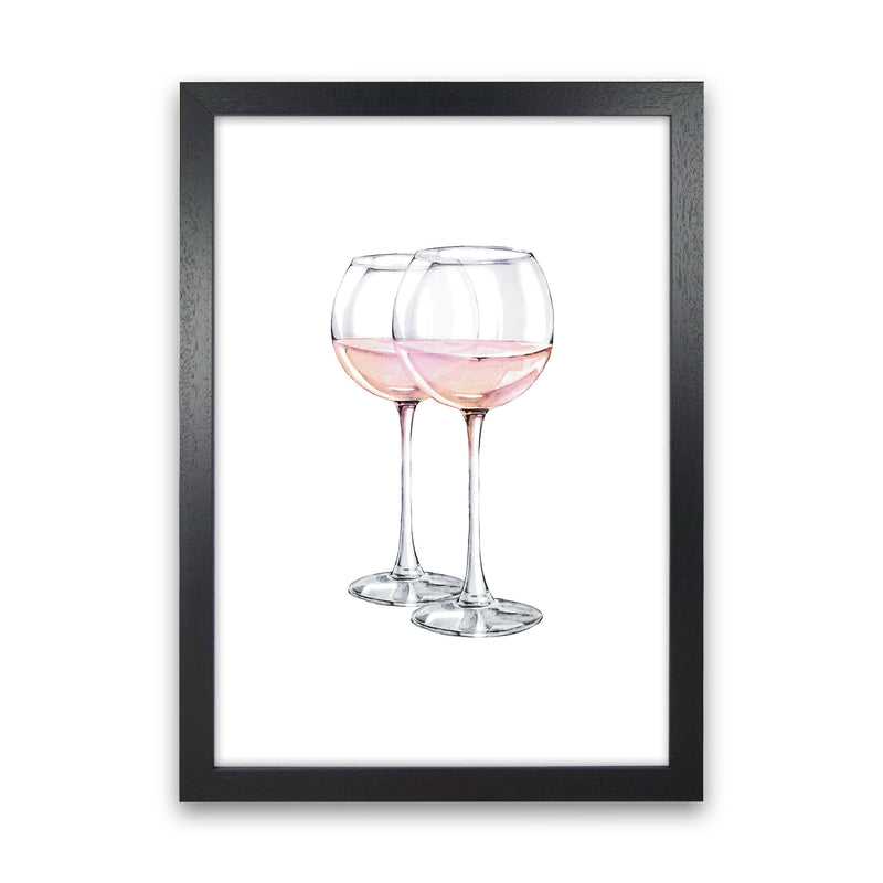 Pink Wine Glasses Modern Print Black Grain
