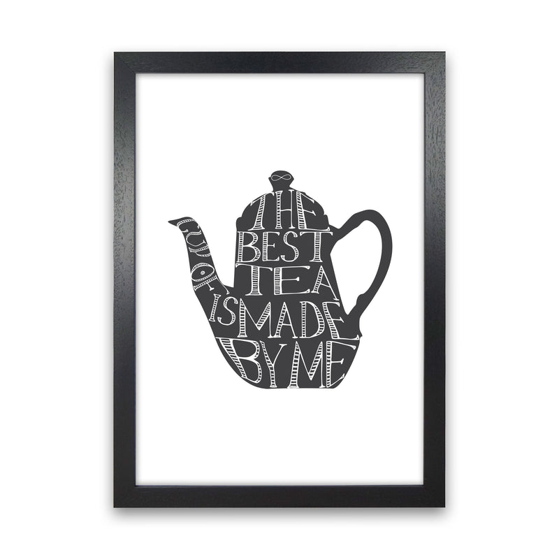 Tea Pot Portrait Modern Print, Framed Kitchen Wall Art Black Grain