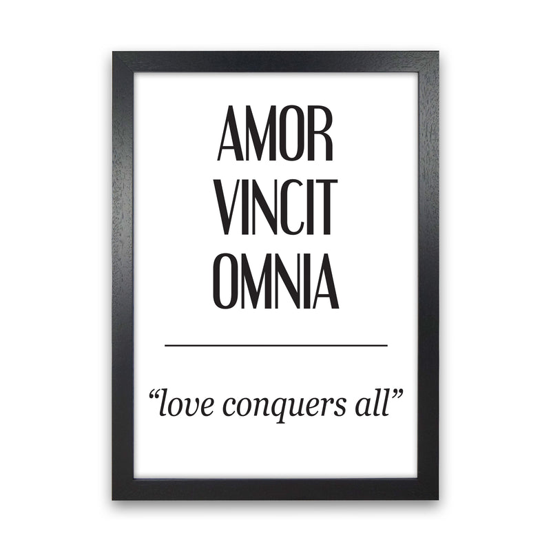 Amor Vincit Omnia Framed Typography Wall Art Print Black Grain