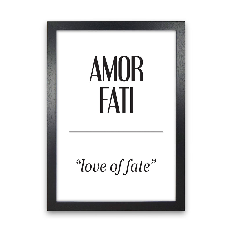 Amor Fati Framed Typography Wall Art Print Black Grain