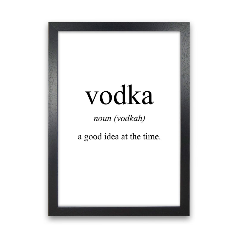 Vodka Modern Print, Framed Kitchen Wall Art Black Grain
