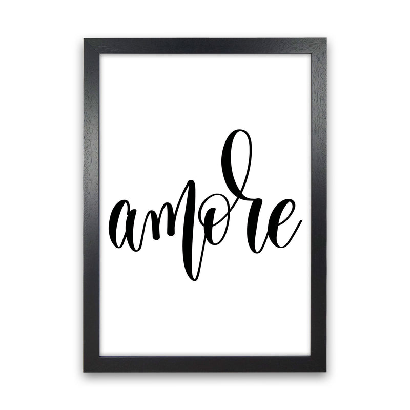 Amore Framed Typography Wall Art Print Black Grain