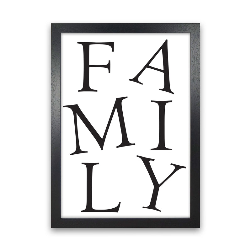 Family Framed Typography Wall Art Print Black Grain