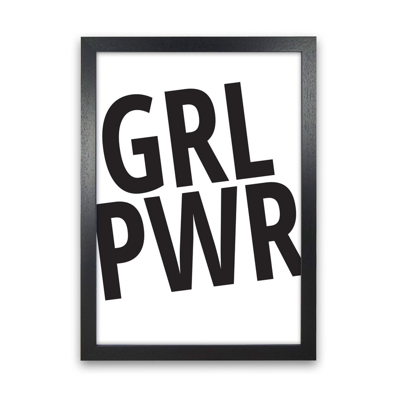 Girl Power Framed Typography Wall Art Print Black Grain