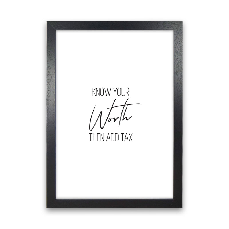 Know Your Worth Framed Typography Wall Art Print Black Grain
